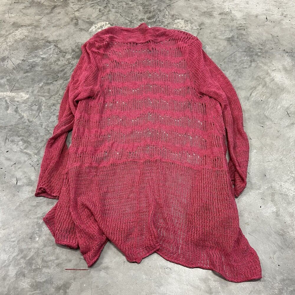 Eileen Fisher Sweater Cardigan Open Front Size Medium Magenta Pink Cotton Blend - Picture 3 of 5
